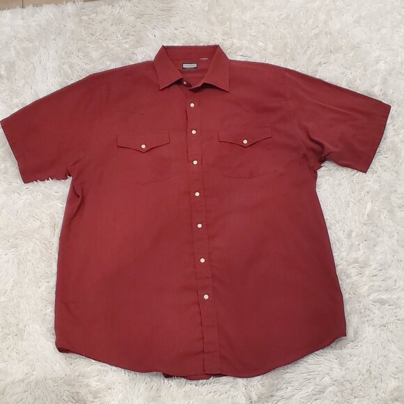STONERIVER Men's Red XXL Short-Sleeve Western Pearl Snap Button Down Work Shirt - Picture 6 of 6